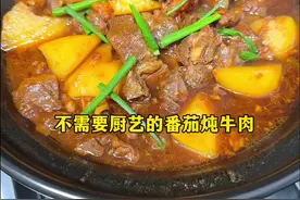 不加一滴水，用番茄炖出来的牛肉，真的很香呀～ 刚过完年，要吃肉，但又不想吃油腻的，可以试试这个炖牛肉，不需要加一滴水，也没有额外加一滴油，软烂入味，香而不腻，当然，也很适合我们减脂期呀～#生活化减脂 #日常做饭 #吃瘦不饿瘦 #番茄牛腩 #家常菜