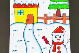 冬天主题画 #冬天来了 一起来画冬天主题画，画出你心中的冬天，冬天儿童绘画#冬天主题画 #冬天绘画 #雪地画 #儿童绘画视频封面