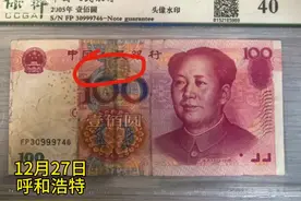 内蒙古一居民发现一张百元“错币”，“中国人民银行”下方有肉眼可见的蓝色“100”字样，长约1CM#第五套人民币 #错币#收藏视频封面