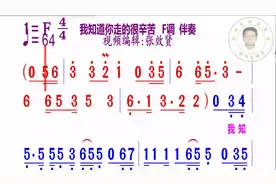 我知道你走的很辛苦简谱F调伴奏视频封面