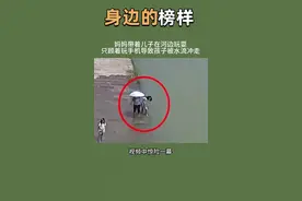 妈妈带着儿子在河边玩耍时，只顾着玩手机导致孩子被水流冲走！#感动 #感恩 #正能量视频封面
