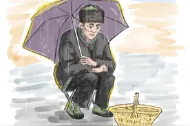 寒冷的天气，天空还下飘着丝丝小雨，老爷爷坐在街头卖着他自己编制的竹篮，他坐在着已经一个下午了，他的竹篮一直无人问津#生活不易 #生活纪实 #老人的今天就是自己的明天 #乡镇观察 #画一个故事视频封面