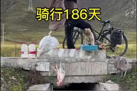湖南小伙一人一车一狗穿越无人区，面对极端天气和狼群，依旧没有放弃梦想！#骑行vlog #真实户外 #318川藏线 #骑行西藏 #创作灵感视频封面