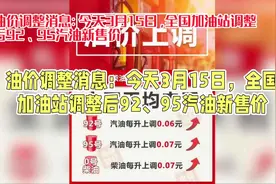 油价调整消息，今天3月15日最新油价报价 #最新油价视频封面