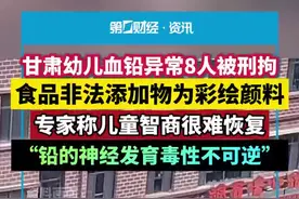 甘肃幼儿血铅异常8人被刑拘，食品非法添加物为彩绘颜料！专家称儿童智商很难恢复，“铅的神经发育毒性不可逆”