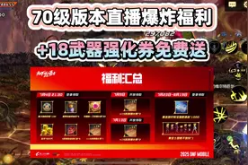 DNF手游70级版本直播迎来爆炸福利！+18武器强化券免费送