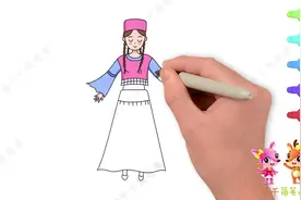 幼儿早教绘画，爱跳舞新疆姑娘简笔画，简单又漂亮的少数民族人物