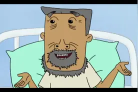 图图去医院看腿断了的牛爷爷，确很羡慕牛爷爷！