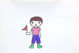 手拿红旗的小男孩怎么画视频封面