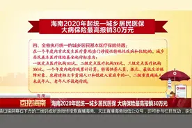 海南2020年起统一城乡居民医保 大病保险最高报销30万元视频封面