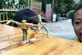 自制手工玩具竹节人做法，童年自创的机器人，#寻找乡村手艺人#