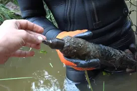 水里打捞出来的二战遗物，这是炮弹？拿在手上老外也不怕炸了！视频封面