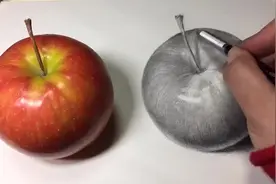 画笔：日本画家“超写实3D立体画”苹果素描（绘画教学）