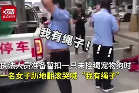 遛狗不拴绳狗被暂扣主人大哭：我有绳子  执法人员回怼：为何不牵视频封面