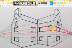 这是关于素描两点透视原理，最直观易懂的讲解！轻松画房屋建筑！视频封面