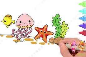 趣味简笔画，绘制漂亮的海底世界并着色，学画画认知各种海洋生物