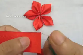 教你如何用红色丝带制作出漂亮立体的花朵