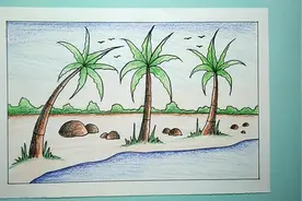 儿童简笔画精选-沙滩风景画视频封面