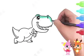 趣味简笔画，卡通动物简单画绘制恐龙并着色，简单又好玩