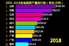 条形图85：各省蔬菜产量排行榜，山东是靠寿光吗？视频封面
