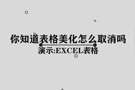 你知道excel表格美化怎么取消吗， 那些你所必须要知道的小技巧视频封面