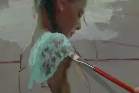 油画.海边的女孩视频封面