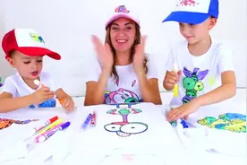 亲子游戏：培养动手创作，在衣服和帽子上涂鸦画画视频封面