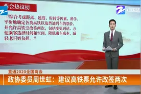 直通2020全国两会：政协委员周世虹 建议高铁票允许改签两次视频封面