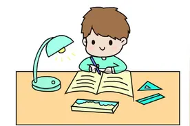 台灯下认真学习写作业的小男孩同学学生简笔画教程卡通人物美术课视频封面