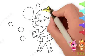 亲子育儿绘画，可爱小姑娘简笔画，喜欢吹泡泡的幼儿园小女孩视频封面