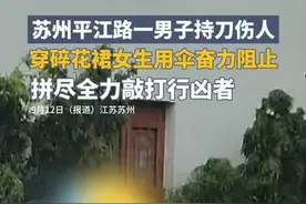 男子持刀伤人，碎花裙女生用伞、卤菜店店长用大勺奋力击退图片