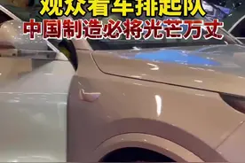 车展现场，理想汽车等国产新能源品牌，观众看车排起队！图片