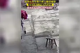 惊险！2岁弟弟头朝下栽进水桶险溺水，姐姐吓得哭喊求救图片